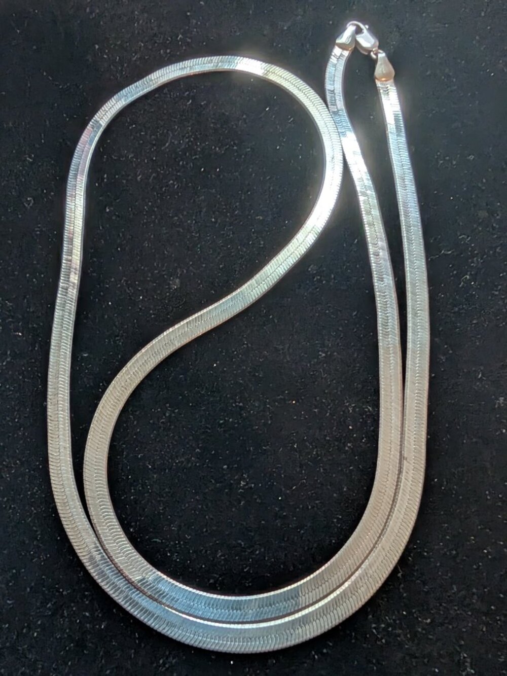 Vintage Extra Long Sterling Silver Herringbone Chain Necklace 30"